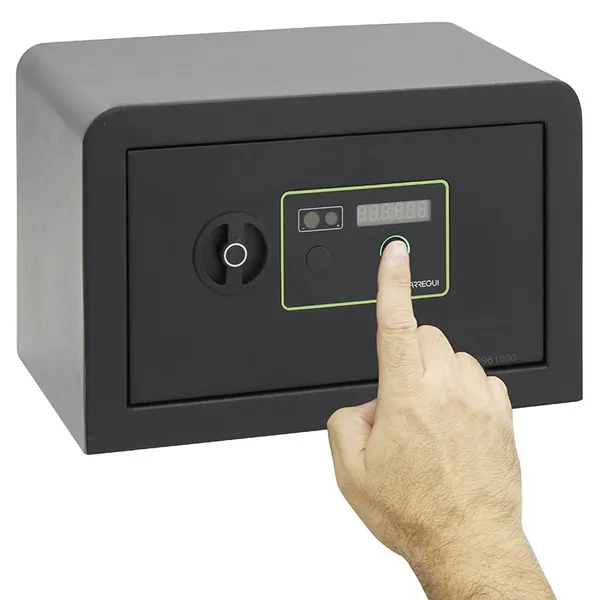 Caja fuerte con lector biométrico de huella dactilar